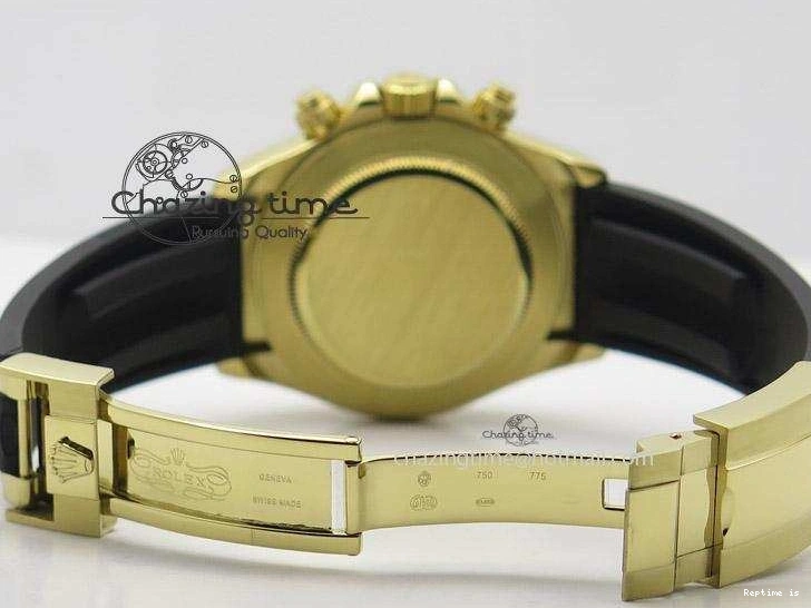 0105 Stylish Daytona YG BP Maker Gold Dial Sticks Markers On Rubber Strap A7750@ 4012